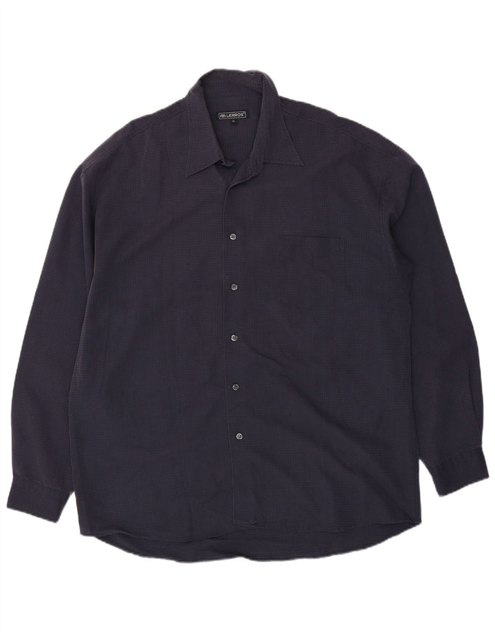 LERROS Mens Shirt XL Navy Blue Check Viscose