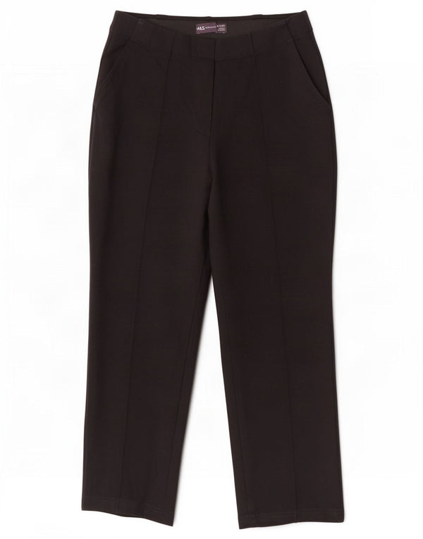 Marks & Spencer Womens Cropped Trousers UK 10 Small W26 L24 Black Viscose