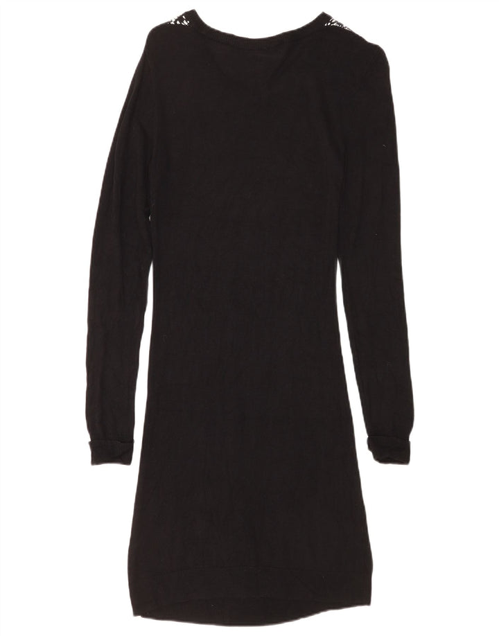 French Connection Womens Jumper Dress UK 10 Small Black Geometric