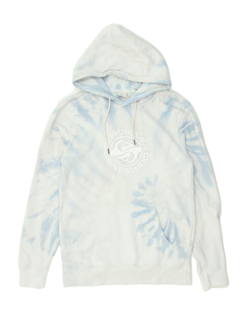 QUIKSILVER Mens Graphic Hoodie Jumper Small Blue Tie Dye Cotton | Vintage Quiksilver | Thrift | Second-Hand Quiksilver | Used Clothing | Messina Hembry 