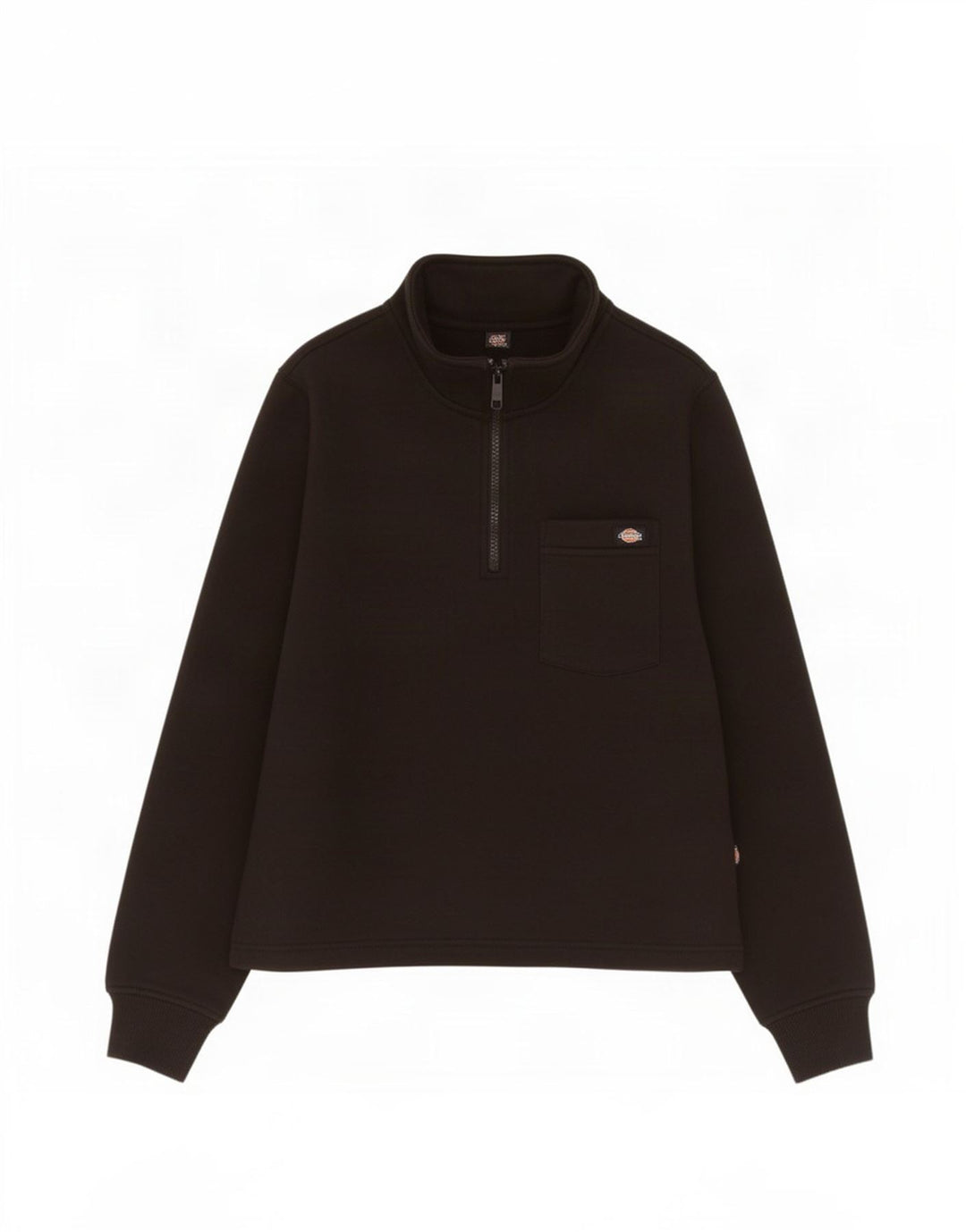 Dickies Womens Zip Neck Sweatshirt Jumper UK 14 Medium Black