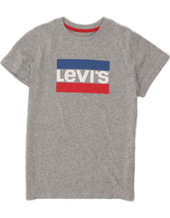 LEVI'S Boys Graphic T-Shirt Top 11-12 Years Grey Flecked Polyester