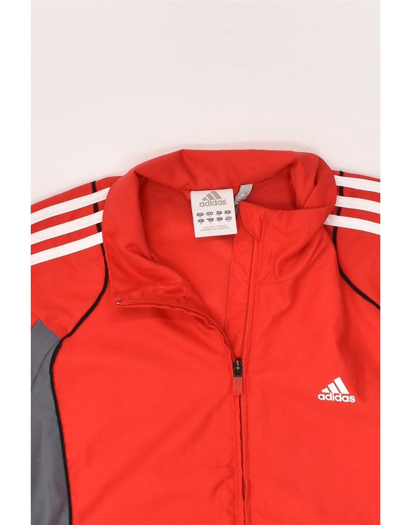 ADIDAS Mens Climalite Graphic Tracksuit Top Jacket Medium Red Colourblock Vintage Adidas and Second-Hand Adidas from Messina Hembry 