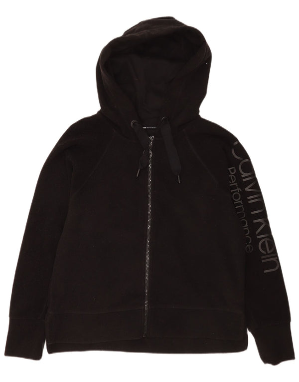 Calvin Klein Womens Oversized Fleece Zip Hoodie Sweater UK 10 Small Black