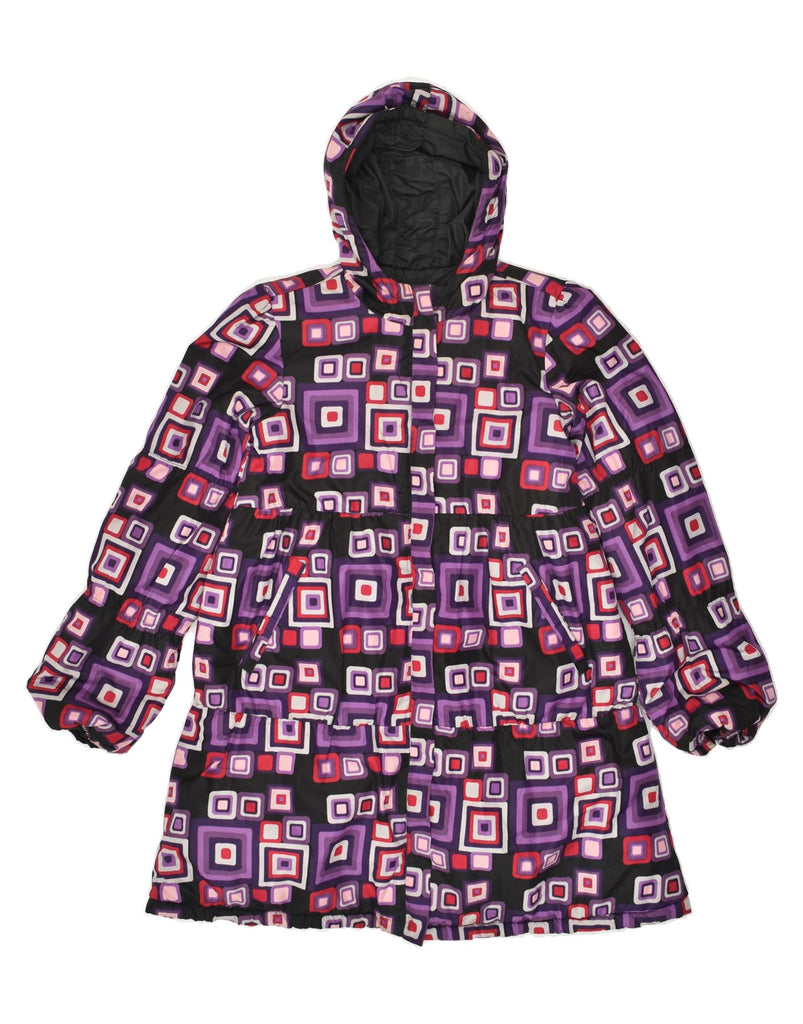 DESIGUAL Girls Hooded Padded Coat 15-16 Years XL Purple Geometric | Vintage Desigual | Thrift | Second-Hand Desigual | Used Clothing | Messina Hembry 