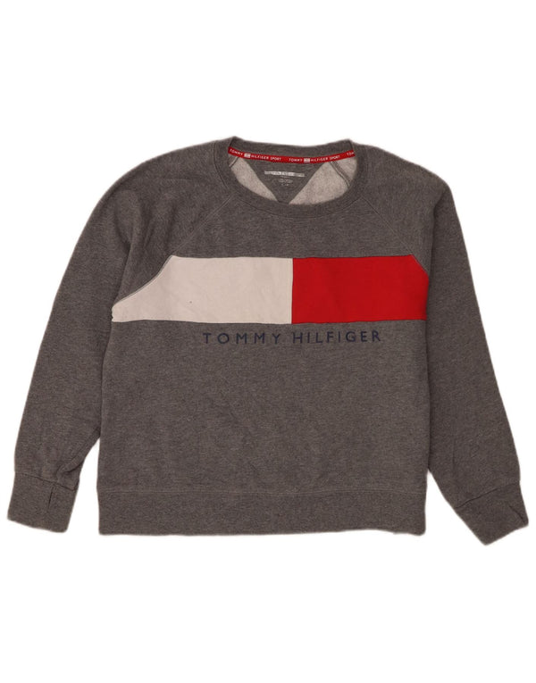 Tommy Hilfiger Womens Sweatshirt Jumper UK 16 Large Grey Colourblock