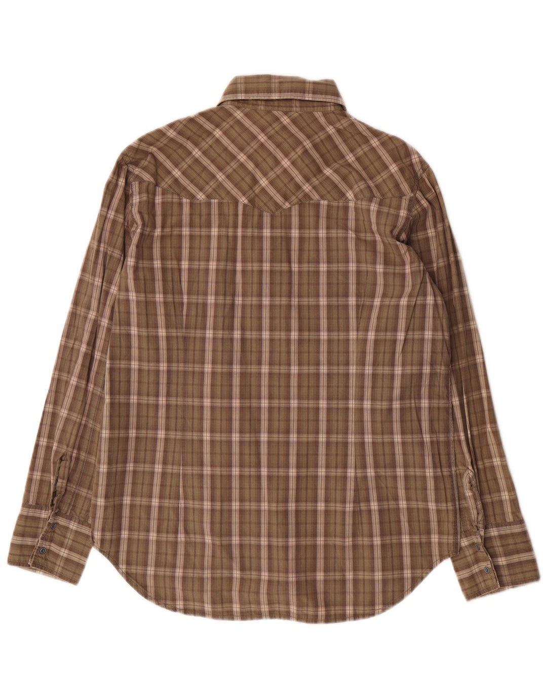 G-STAR Mens Shirt Large Brown Check Cotton