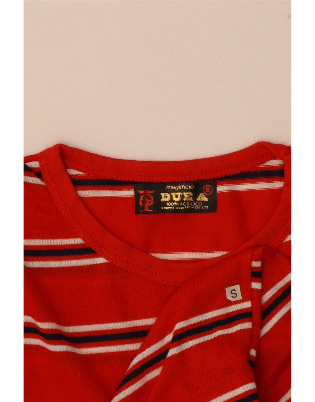 Vintage Mens T-Shirt Top Small Red Striped Acrylic