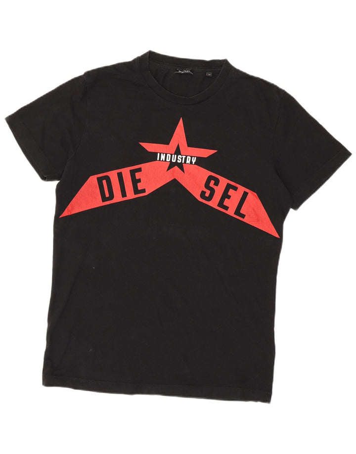 Diesel Mens Graphic T-Shirt Top Medium Black Cotton