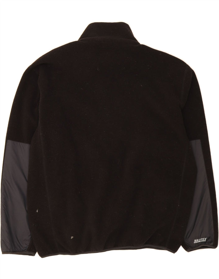NAUTICA Mens Zip Neck Fleece Jumper Large Black Colourblock Polyester Vintage Nautica and Second-Hand Nautica from Messina Hembry 