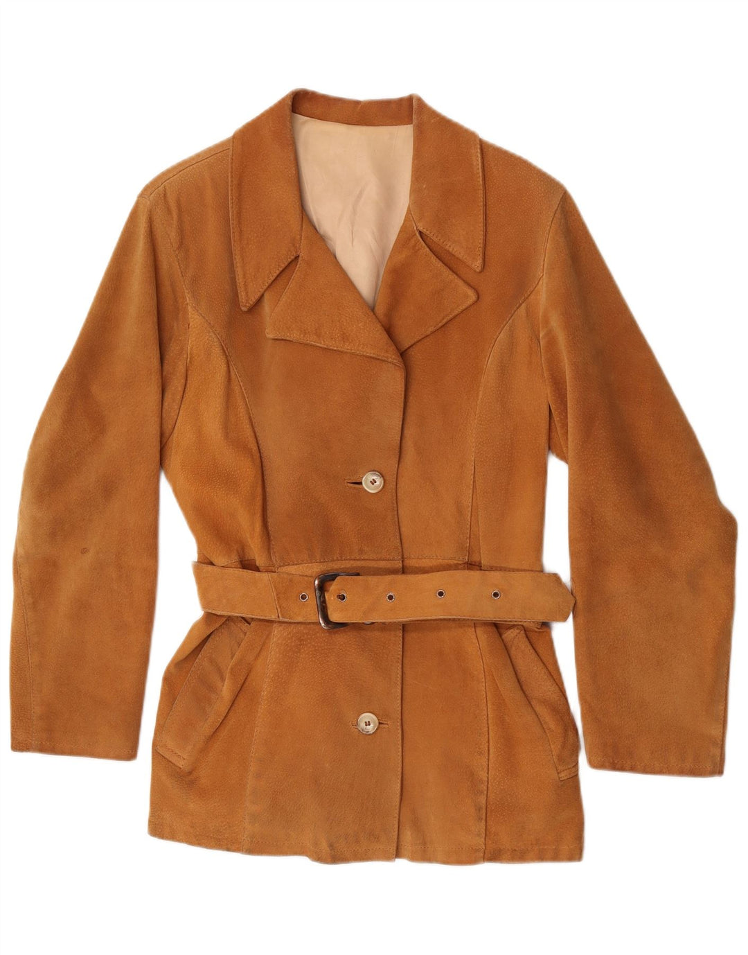 Vintage Womens Suede Jacket UK 14 Medium Brown Leather