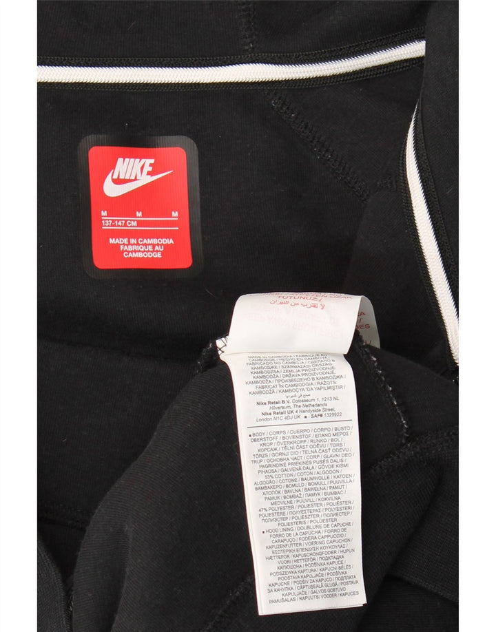 Nike Boys Zip Hoodie Sweater 10-11 Years Medium Black Cotton