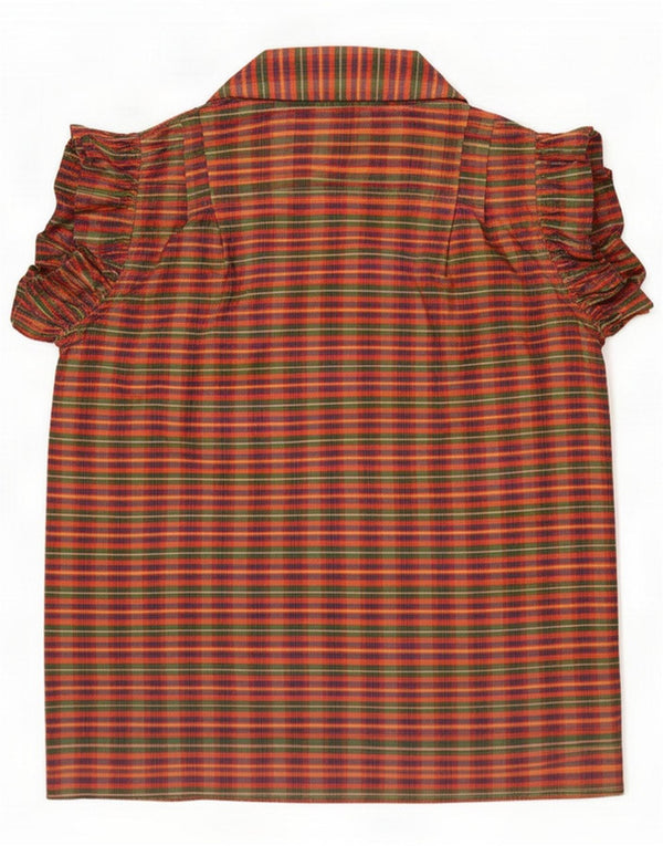 Benetton Womens Short Sleeve Shirt Blouse UK 14 Large Multicoloured Plaid