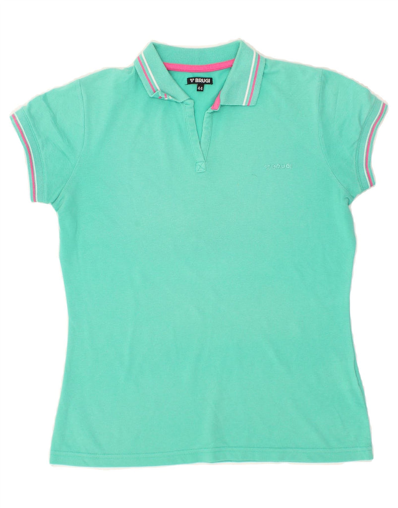 BRUGI Womens Polo Shirt IT 44 Medium Turquoise | Vintage Brugi | Thrift | Second-Hand Brugi | Used Clothing | Messina Hembry 