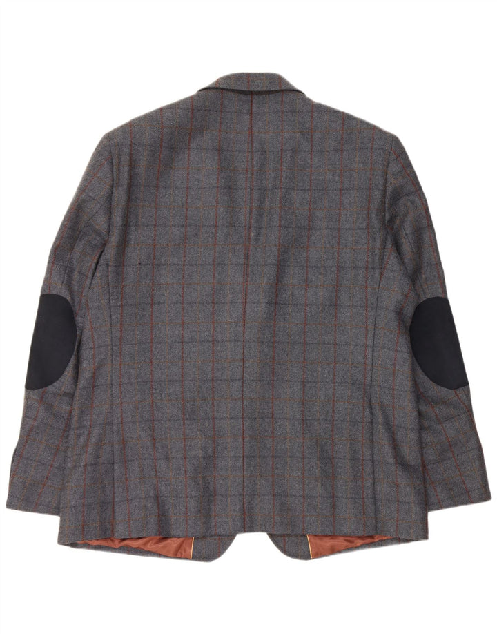 Woolrich Mens 2 Button Blazer Jacket UK 48 4XL Grey Check Wool