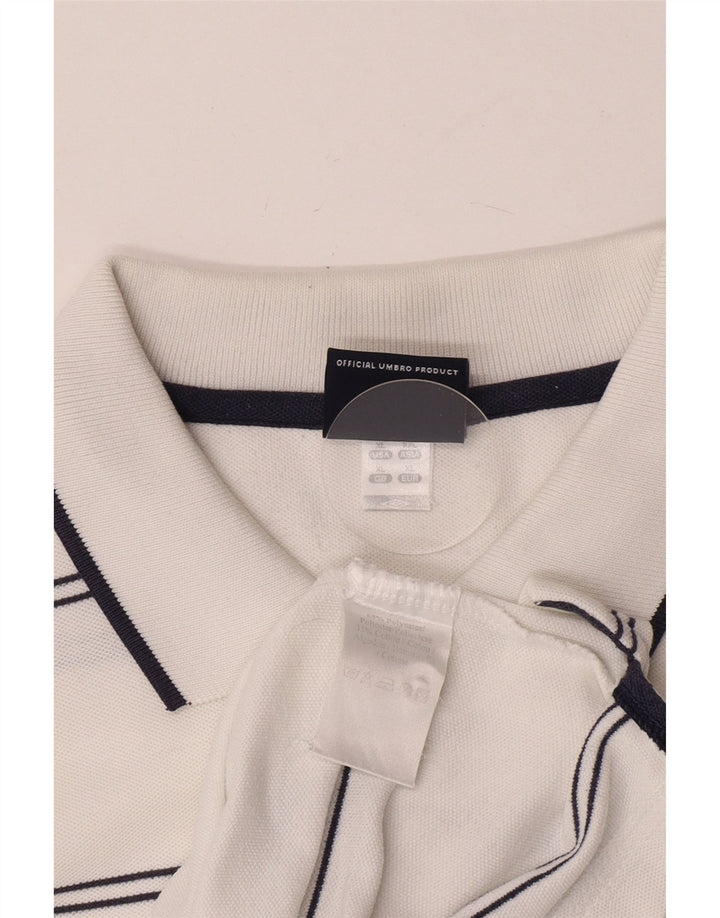 Umbro Mens Polo Shirt XL White Striped Cotton