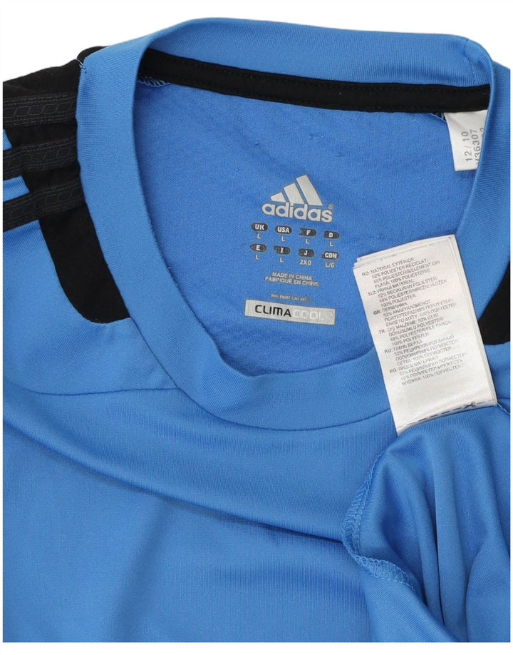 Adidas Mens Climacool T-Shirt Top Large Blue Colourblock Polyester