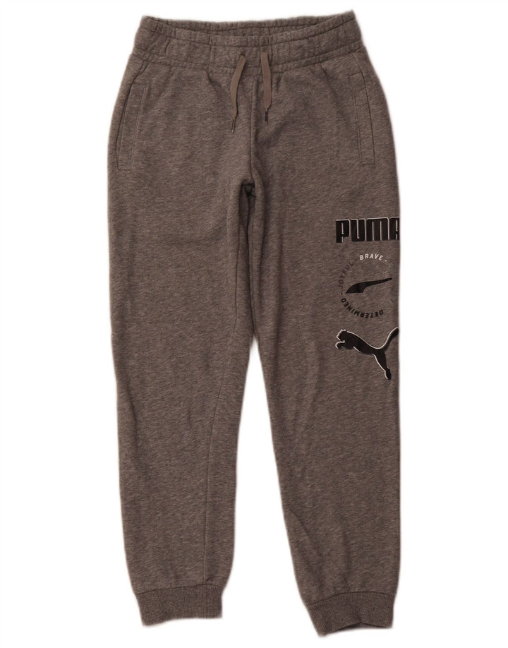 PUMA Girls Graphic Tracksuit Trousers Joggers 9-10 Years  Grey