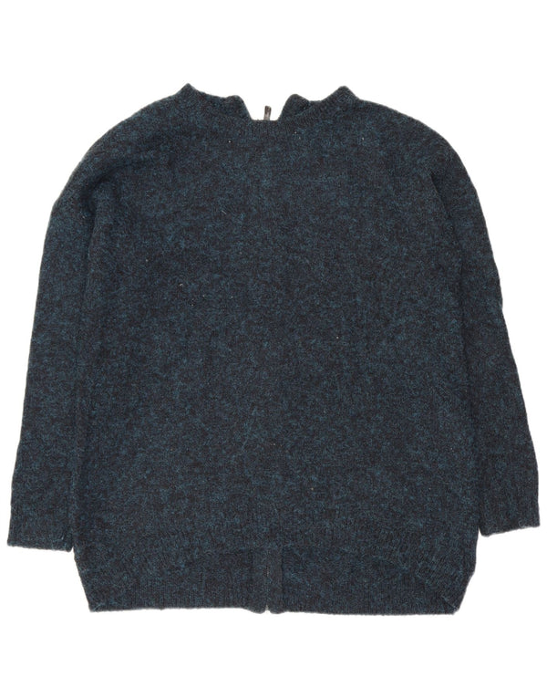 Topshop Womens Oversized Cardigan Sweater UK 10 Small Blue Flecked Acrylic