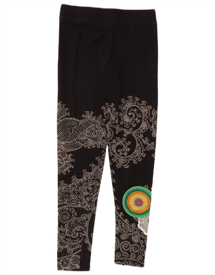 Desigual Womens Graphic Leggings UK 12 Medium  Black Paisley