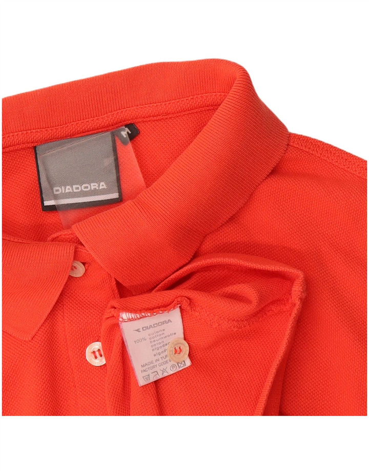 Diadora Womens Polo Shirt UK 14 Medium Orange Cotton