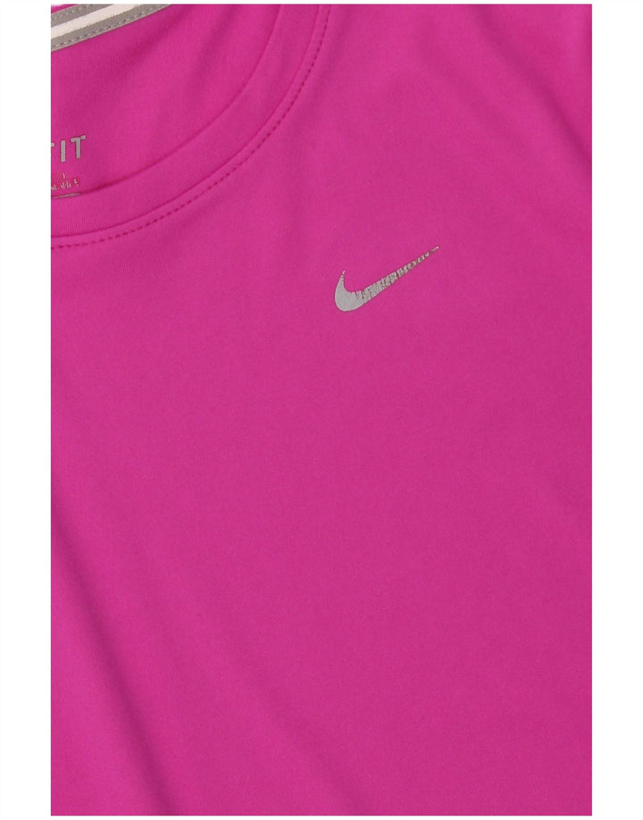 NIKE Womens Dri Fit T-Shirt Top UK 8 Small Pink Polyester