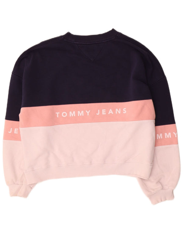 Tommy Hilfiger Womens Oversized Sweatshirt Jumper UK 10 Small Navy Blue