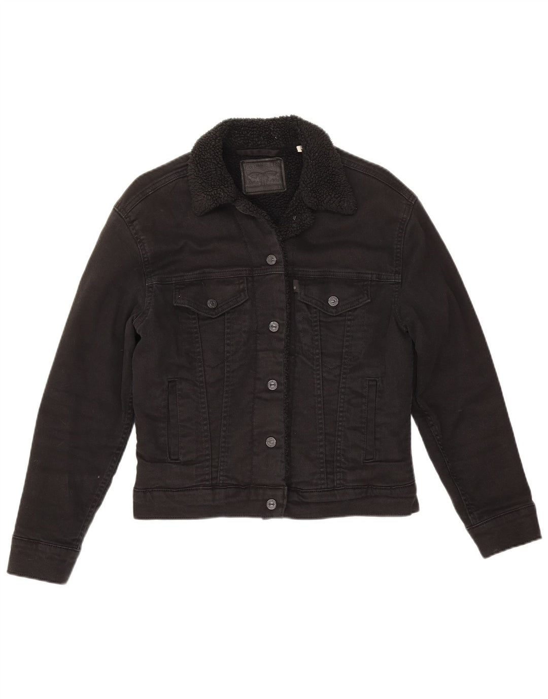 Levi's Womens Sherpa Denim Jacket UK 6 XS Black Cotton