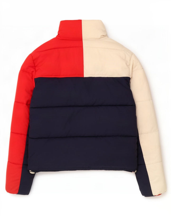 Tommy Hilfiger Womens Padded Jacket UK 14 Medium Navy Blue Colourblock