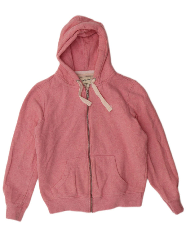 JACK WILLS Womens Oversized Zip Hoodie Sweater UK 10 Small Pink Cotton