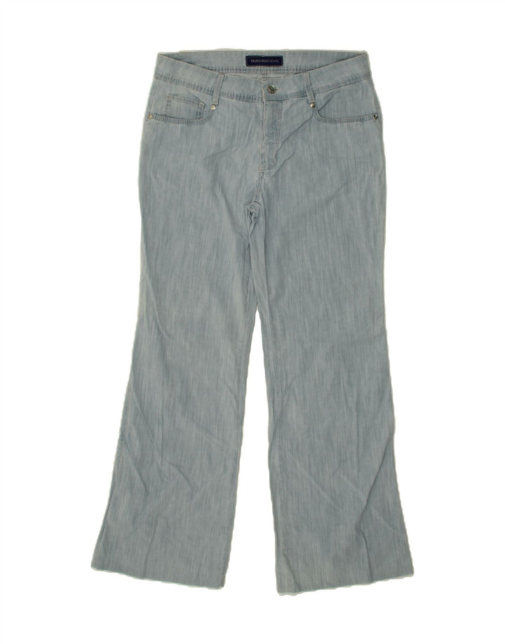 TRUSSARDI Womens Bootcut Casual Trousers W30 L29  Blue Cotton Vintage Trussardi and Second-Hand Trussardi from Messina Hembry 