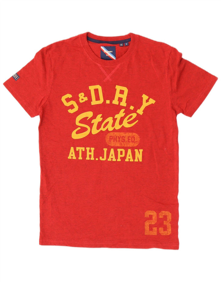Superdry Mens Graphic T-Shirt Top Small Red Flecked Cotton