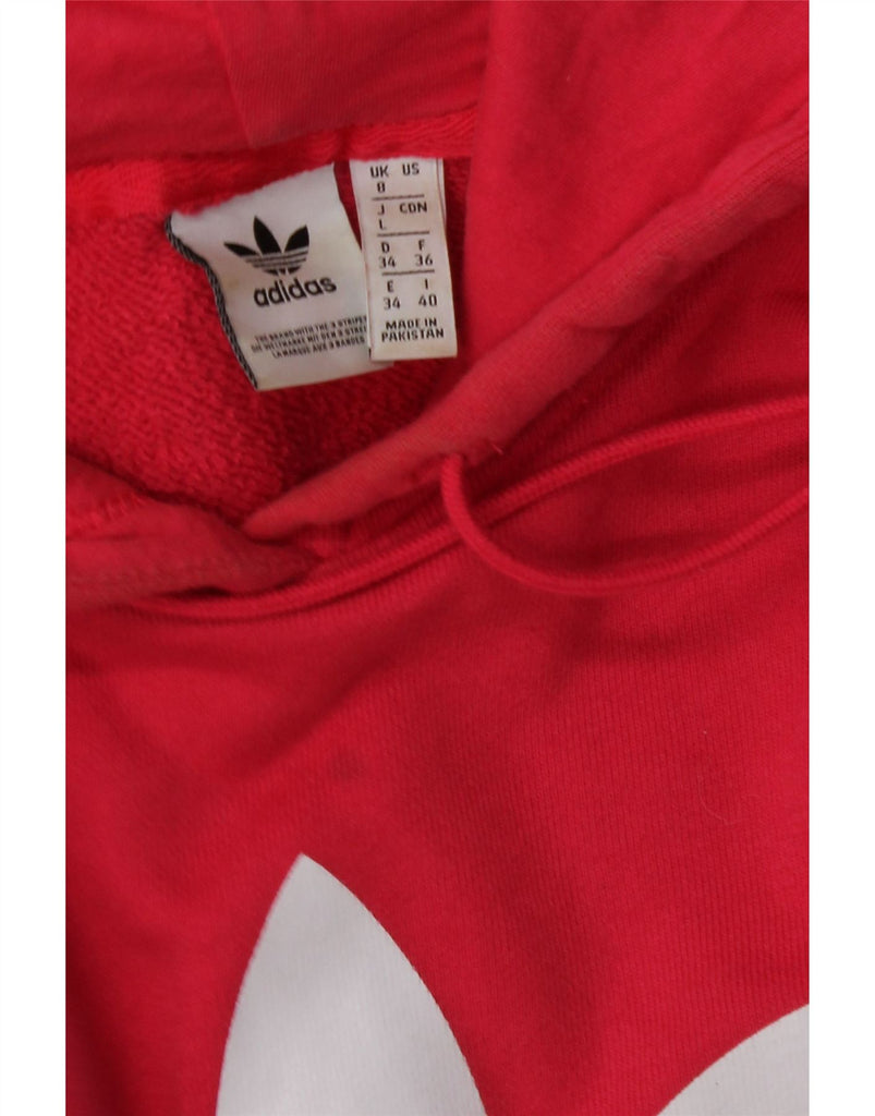 ADIDAS Womens Oversized Graphic Hoodie Jumper UK 8 Small  Pink Cotton Vintage Adidas and Second-Hand Adidas from Messina Hembry 