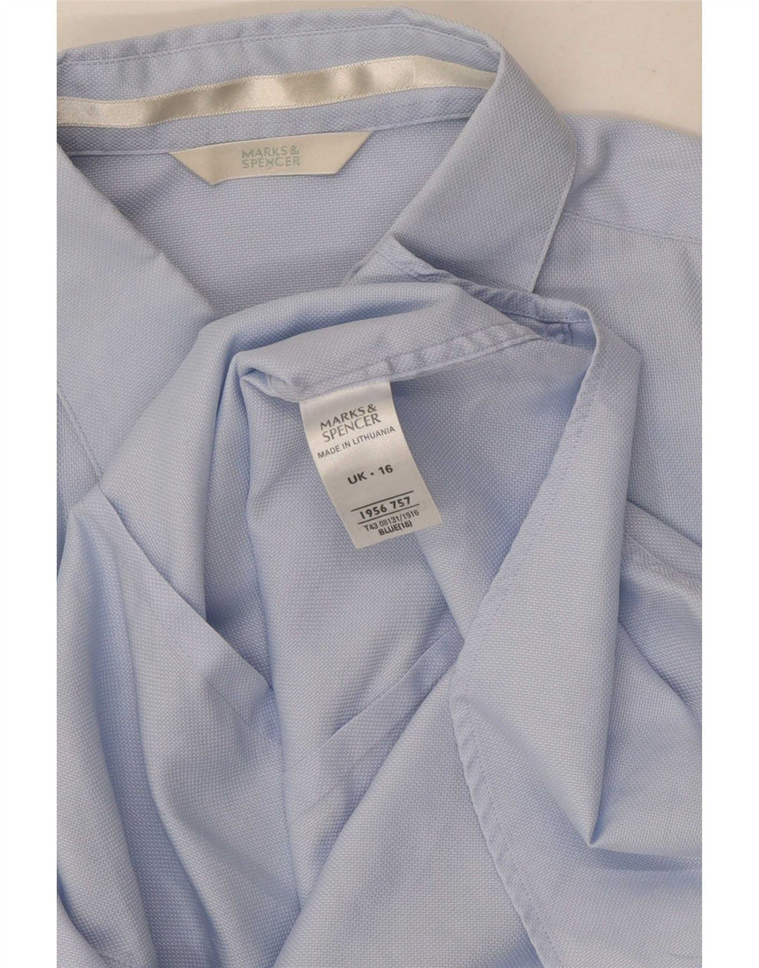 Marks & Spencer Womens Formal Shirt UK16 Large Blue Cotton