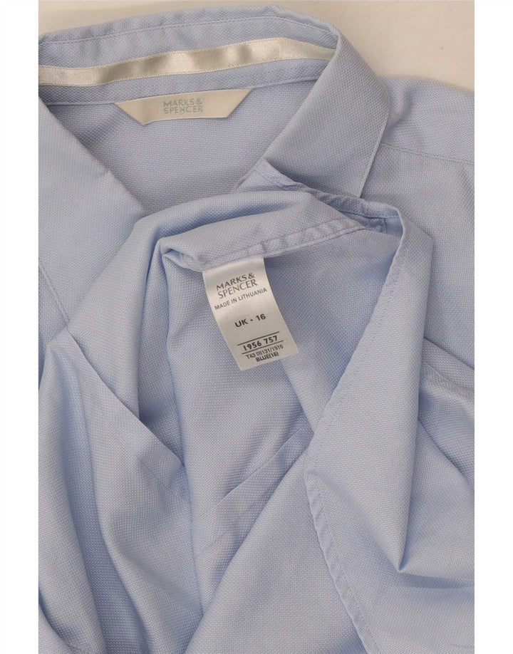 Marks & Spencer Womens Formal Shirt UK16 Large Blue Cotton