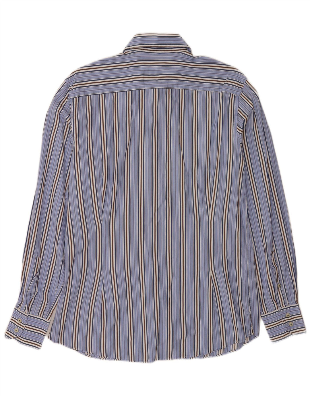 Massimo Dutti Mens Shirt Large Blue Striped Cotton