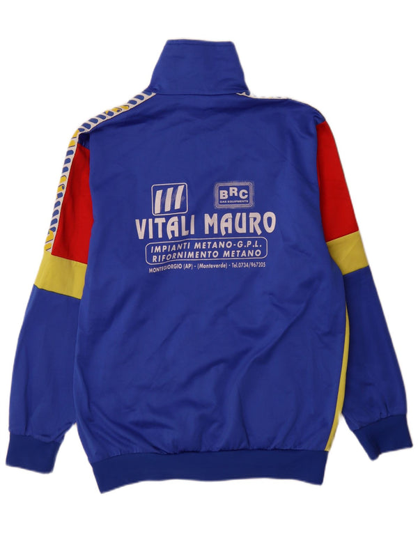 Vintage Mens Graphic Tracksuit Top Jacket Large Blue Colourblock Sports