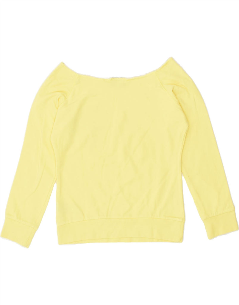 REPLAY Womens Graphic Sweatshirt Jumper UK 12 Medium Yellow Cotton | Vintage Replay | Thrift | Second-Hand Replay | Used Clothing | Messina Hembry 
