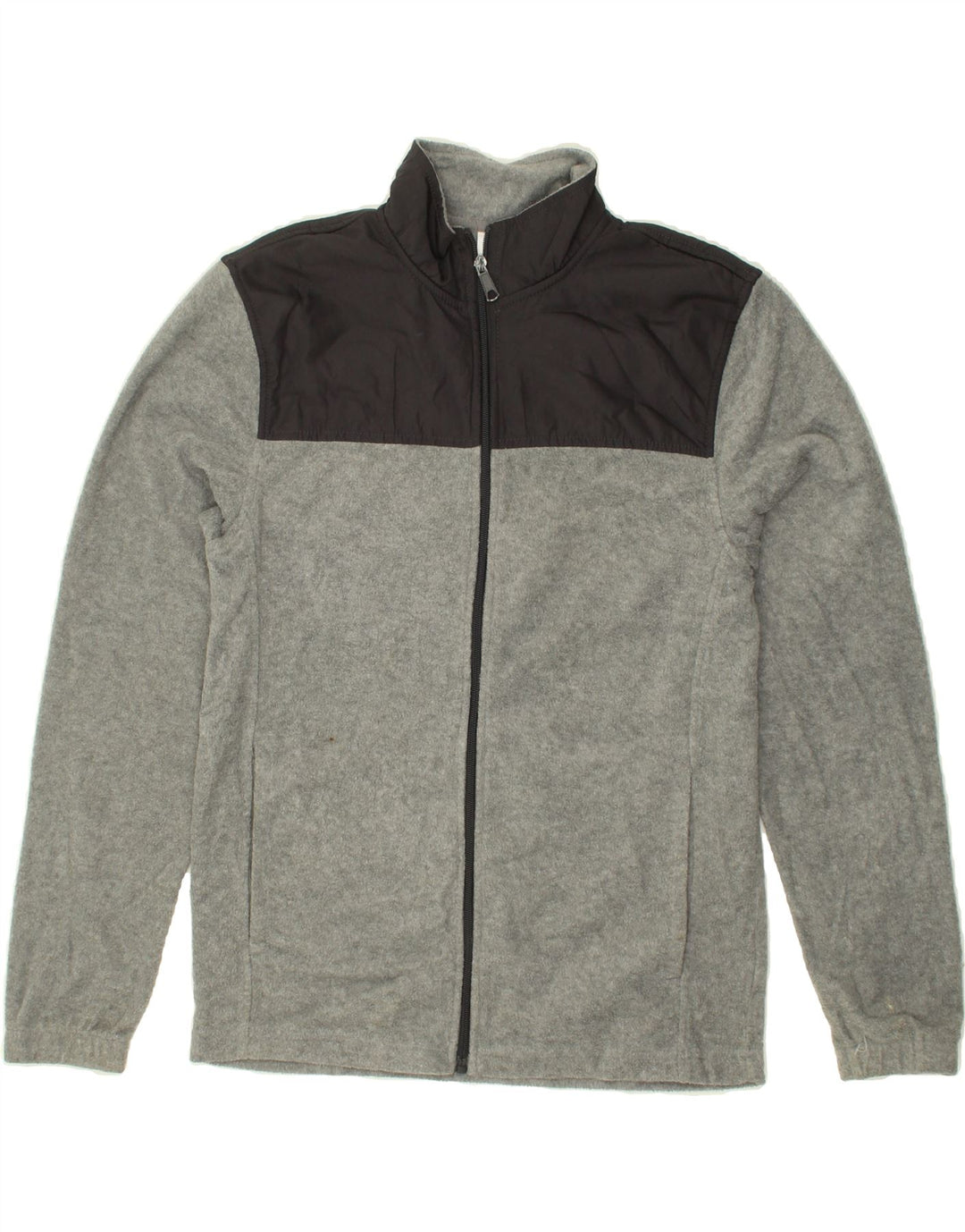 STARTER Mens Fleece Jacket UK 34/36 Small Grey Colourblock Polyester Vintage Starter and Second-Hand Starter from Messina Hembry 
