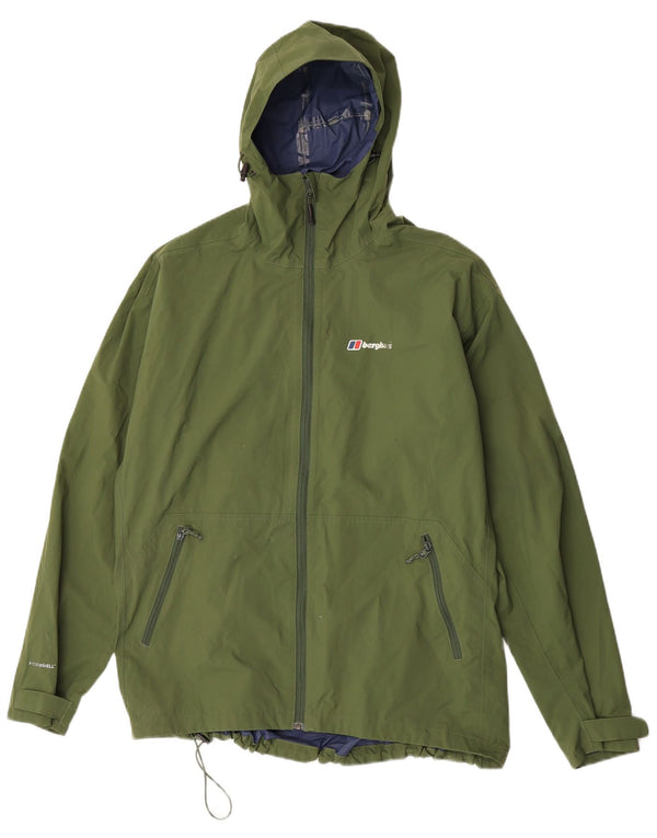 Berghaus Mens Hooded Rain Jacket UK 44 2XL Green Polyamide