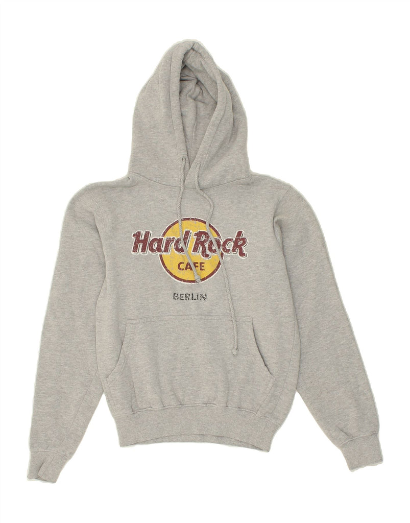 HARD ROCK CAFE Womens Berlin Graphic Hoodie Jumper UK 10 Small Grey Cotton | Vintage Hard Rock Cafe | Thrift | Second-Hand Hard Rock Cafe | Used Clothing | Messina Hembry 