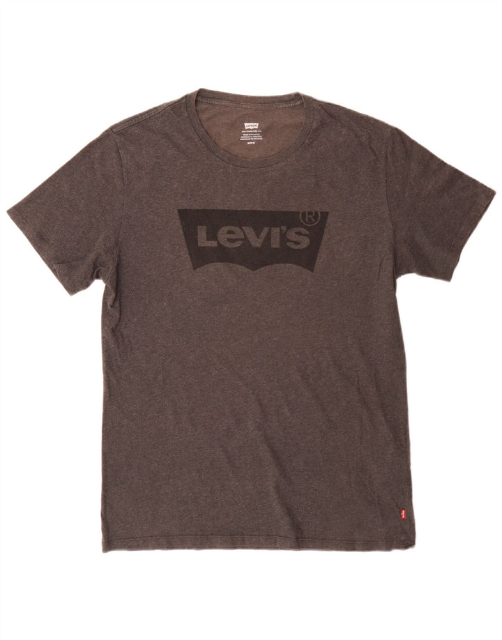 Levi's Mens Graphic T-Shirt Top Medium Grey Flecked Cotton