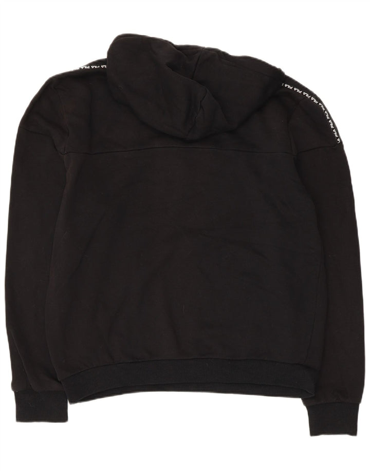 Fila Mens Graphic Hoodie Jumper Large Black Cotton