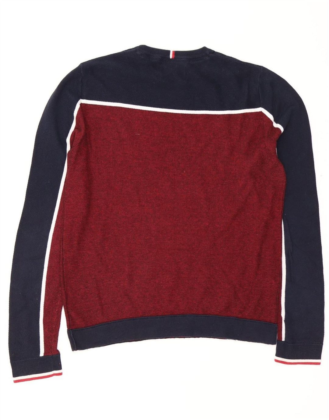 JACK & JONES Mens Core Crew Neck Jumper Sweater Small Burgundy Colourblock