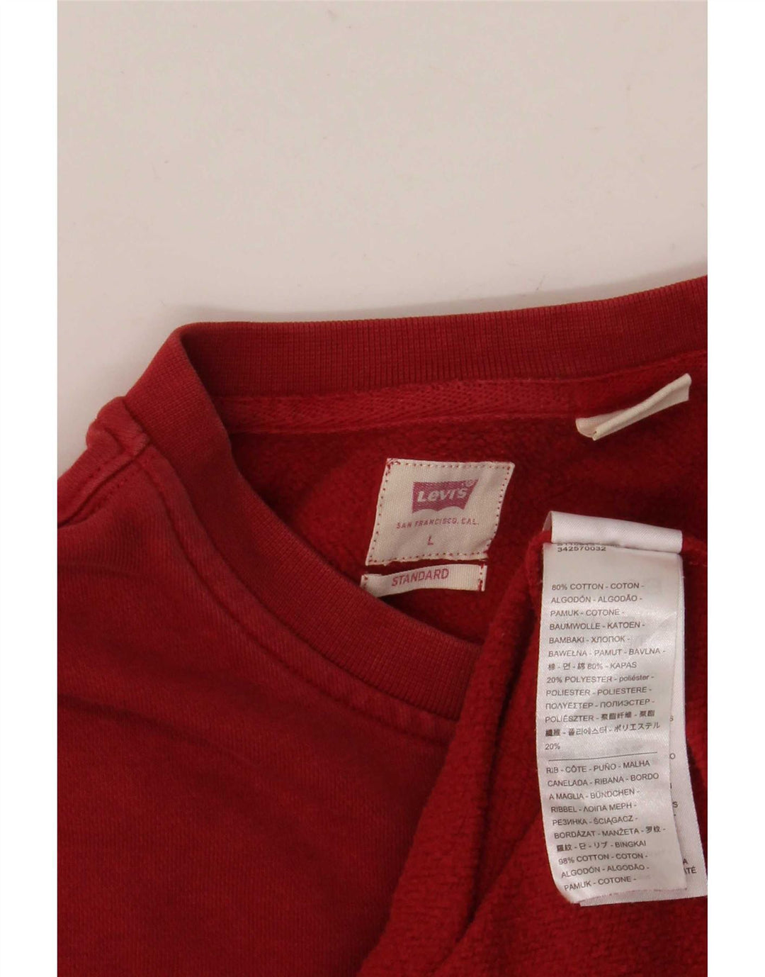 Levi's Mens Standard Fit Sweatshirt Jumper Large Red Cotton