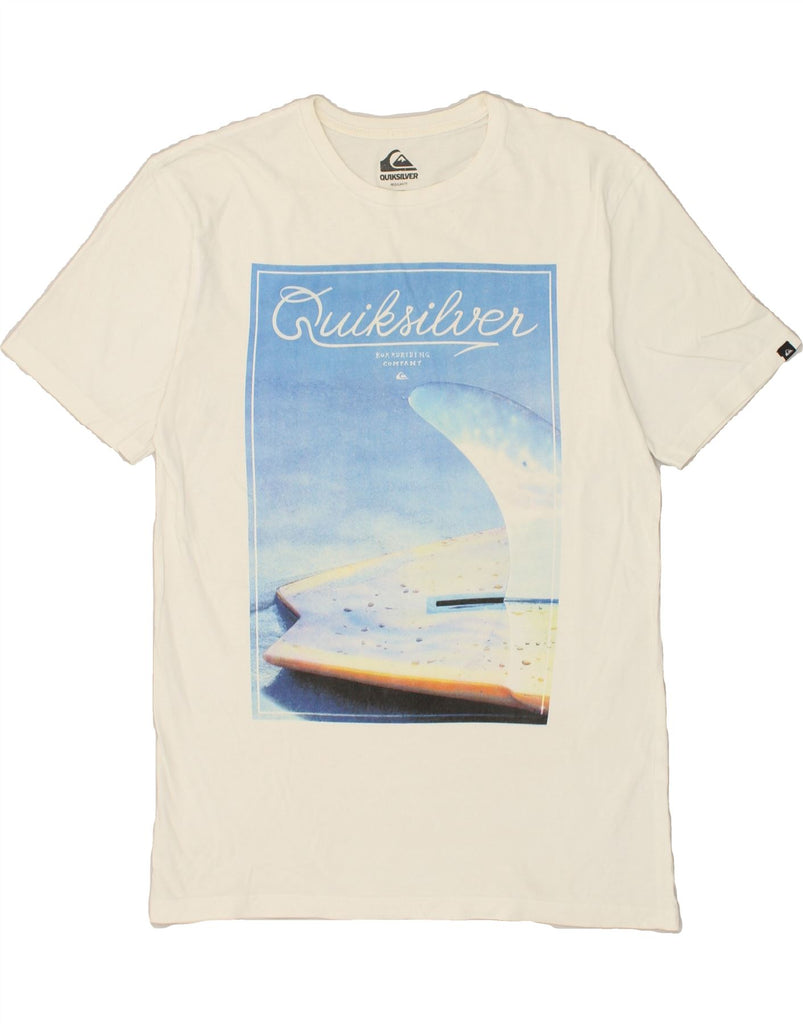 QUIKSILVER Mens Regular Fit Graphic T-Shirt Top Medium Off White Cotton | Vintage Quiksilver | Thrift | Second-Hand Quiksilver | Used Clothing | Messina Hembry 