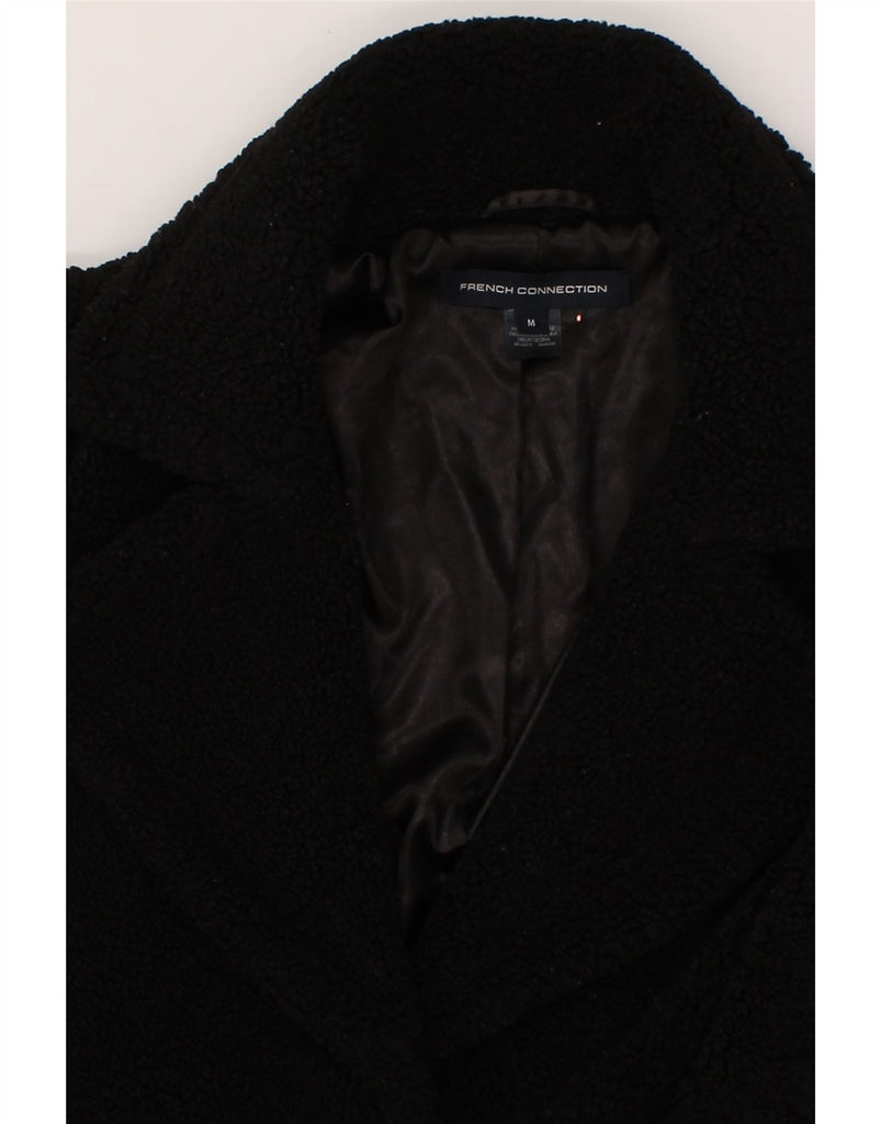 FRENCH CONNECTION Womens Fleece Overcoat UK 14 Medium Black Polyester Vintage French Connection and Second-Hand French Connection from Messina Hembry 