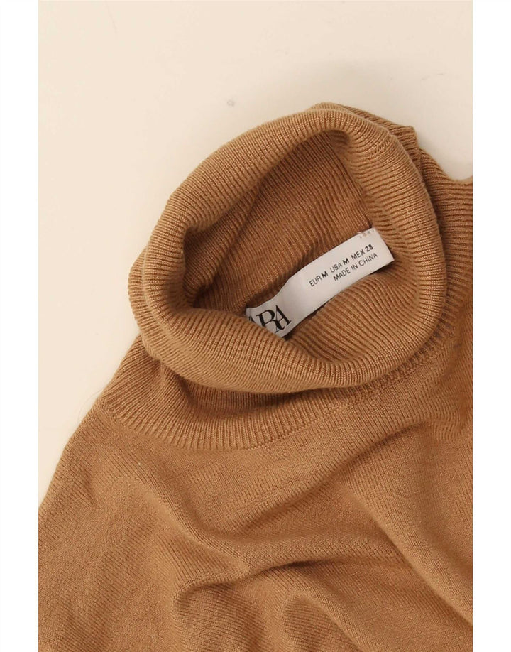 Zara Womens Roll Neck Jumper Sweater UK 14 Medium Beige