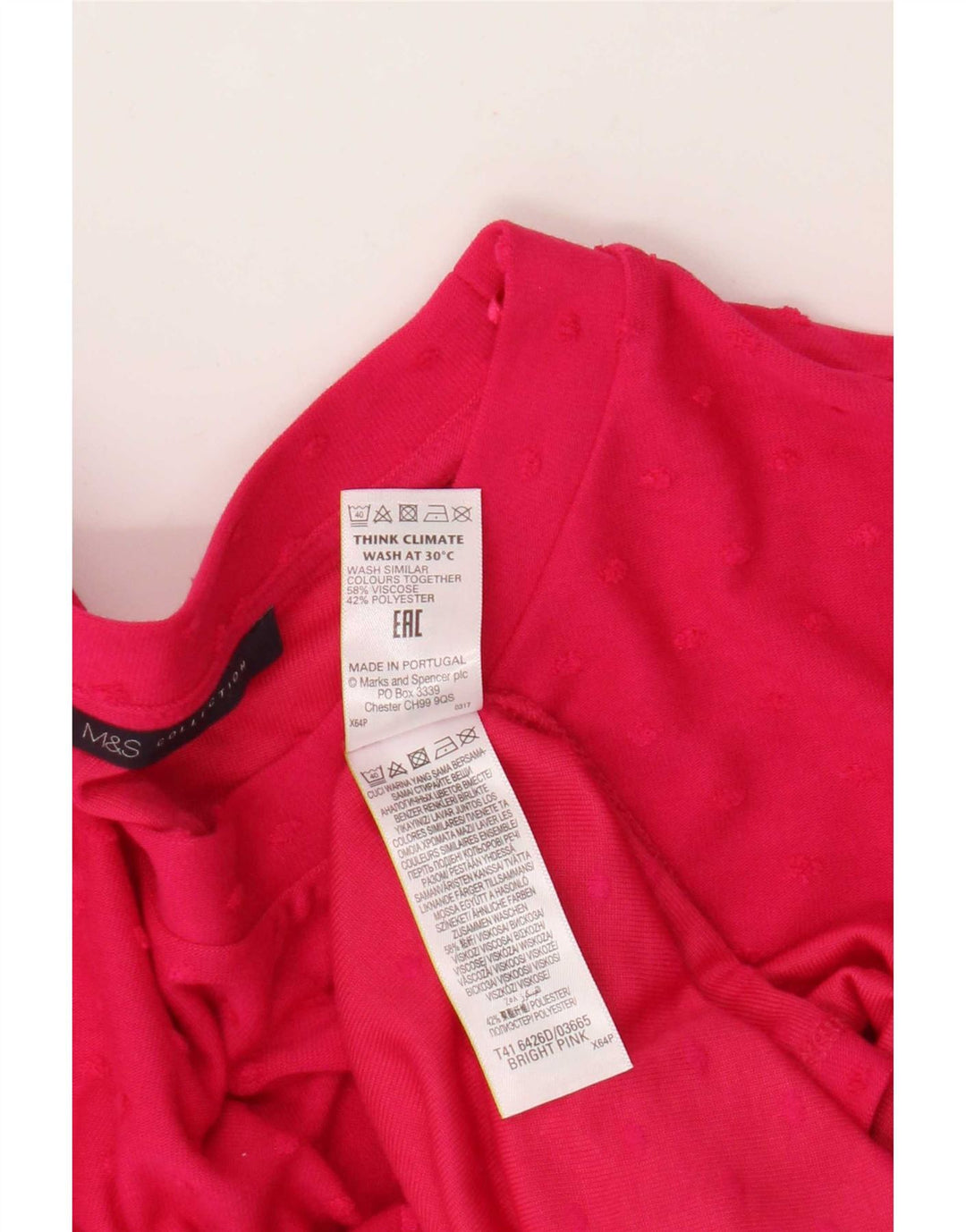 Marks & Spencer Womens T-Shirt Top UK 16 Large Pink Viscose