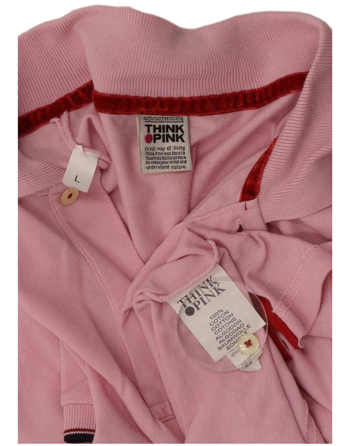 Think Pink Mens Polo Shirt Large Pink Cotton